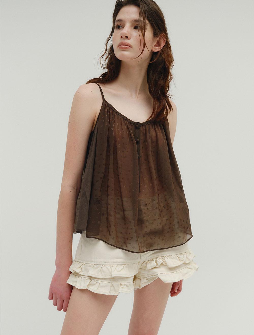[1st REORDER] TWO TONE JACQUARD SLEEVLESS TOP [BROWN]