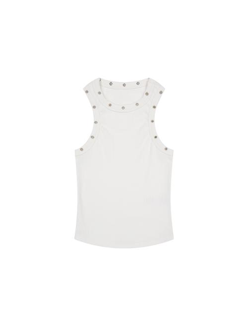 PIERCED TANK TOP [WHITE]