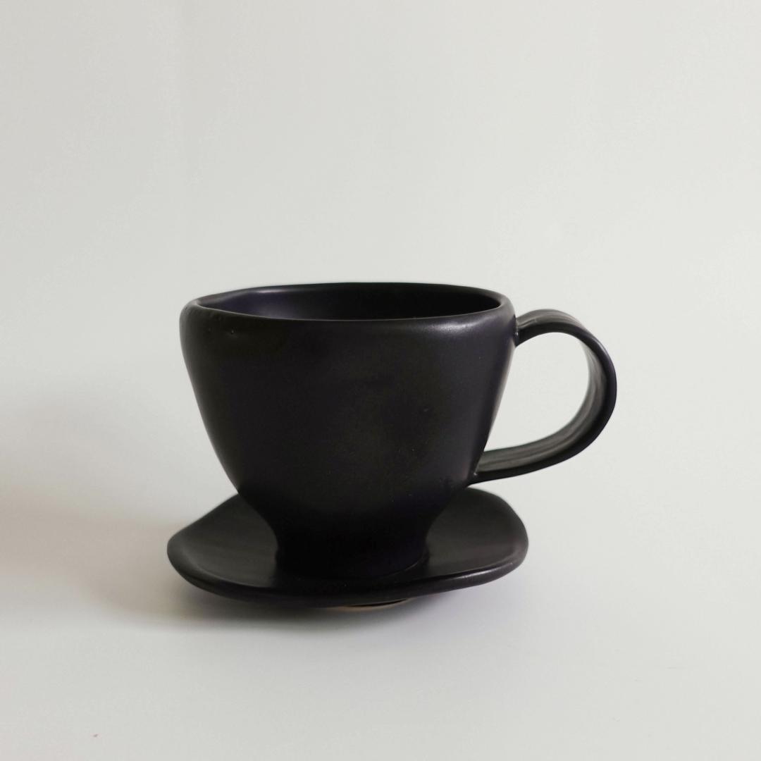 Wave tea cup set - black