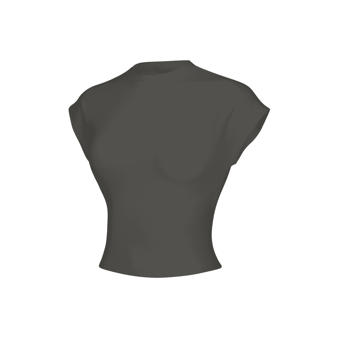 이지 캡소매 크롭탑 스톤 그레이