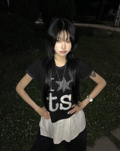 링거 티셔츠 블랙 (우먼)