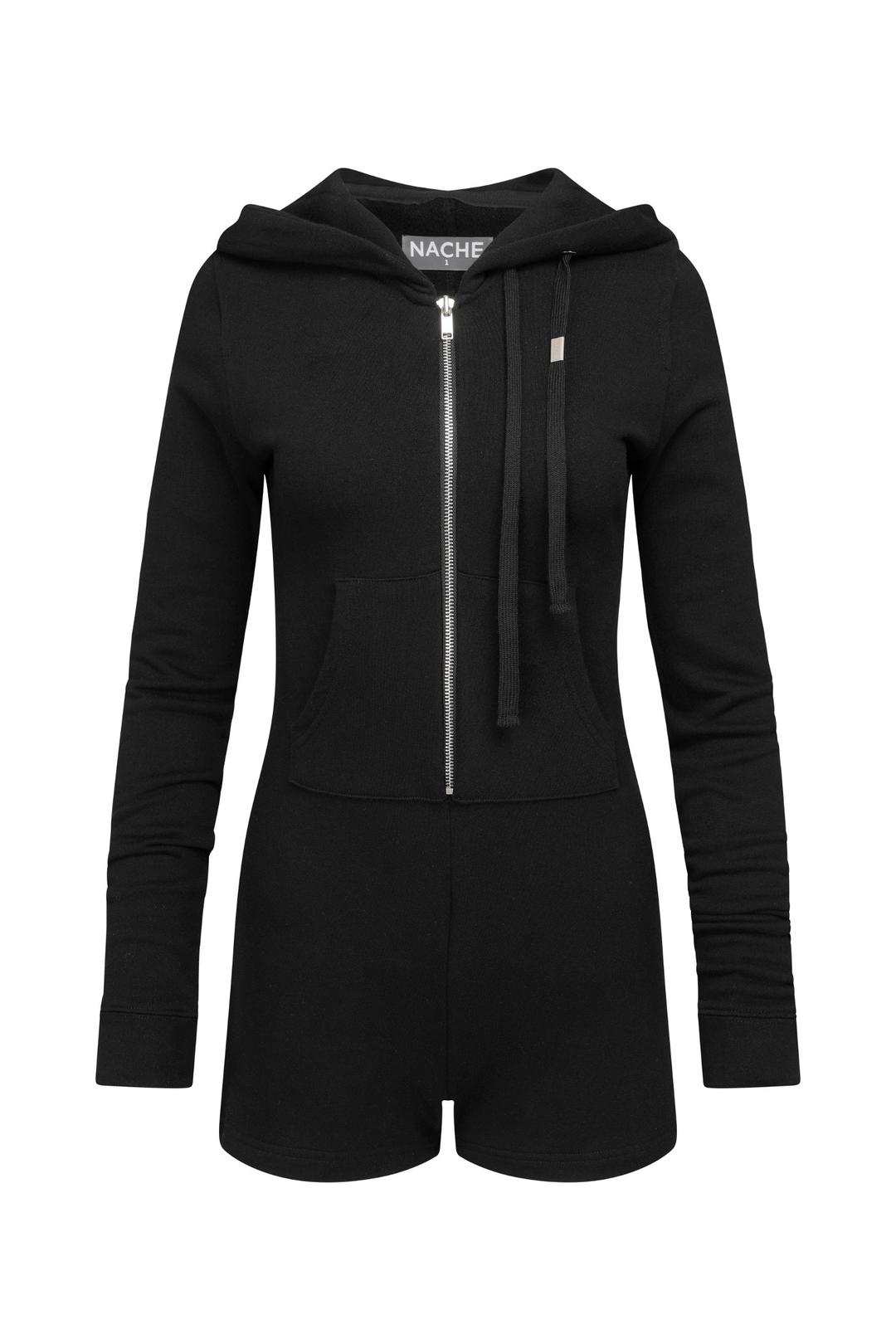 HOODIE HALF JUMPSUIT BLACK
