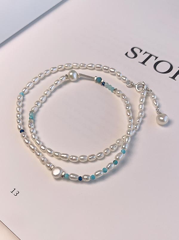 Pearl & stone mix necklace