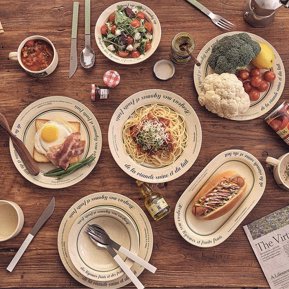 파머스마켓 빈티지 레트로 레터링 도자기 플레이트 볼 타원 접시 그릇