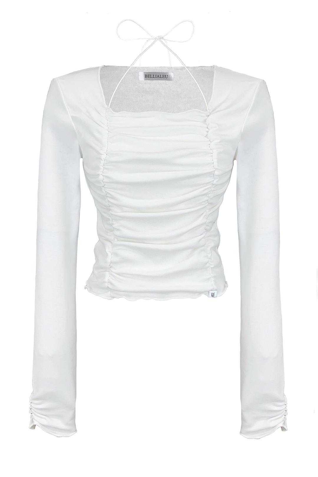 Square neck shirring tee