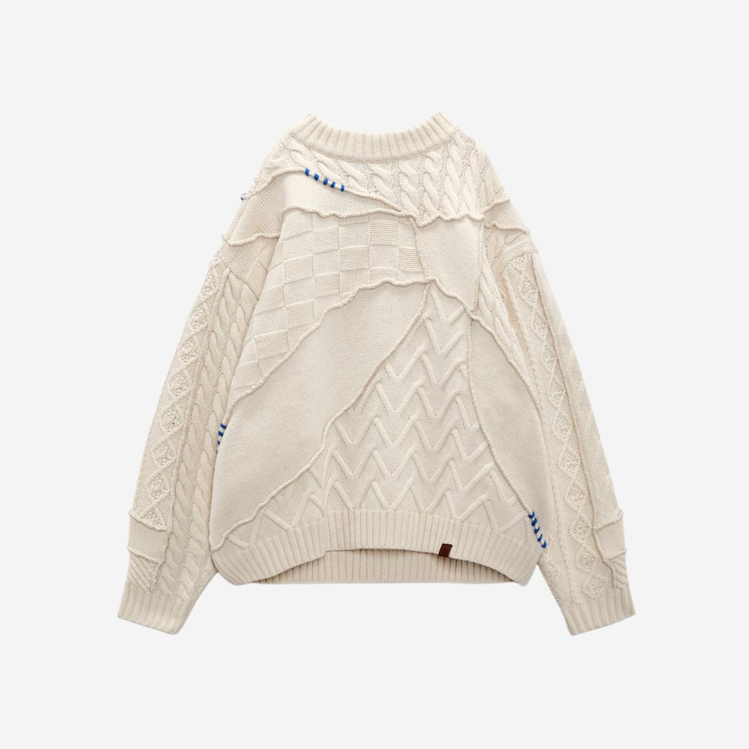 Ader Error x Zara Patchwork Oversize Knit Sweater Cream