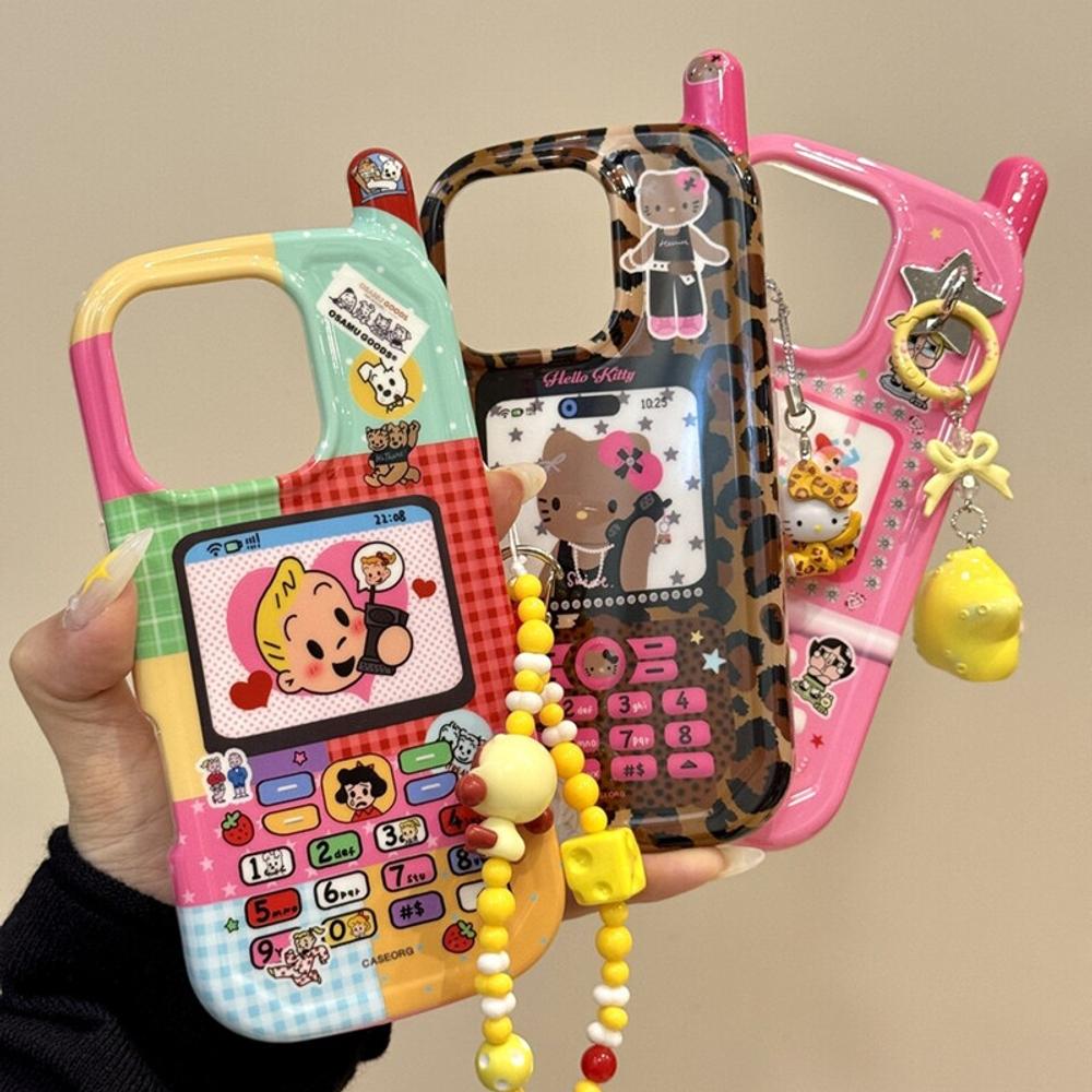 큐티 캐릭터 휴대폰 모양 아이폰 16 프로 맥스 케이스