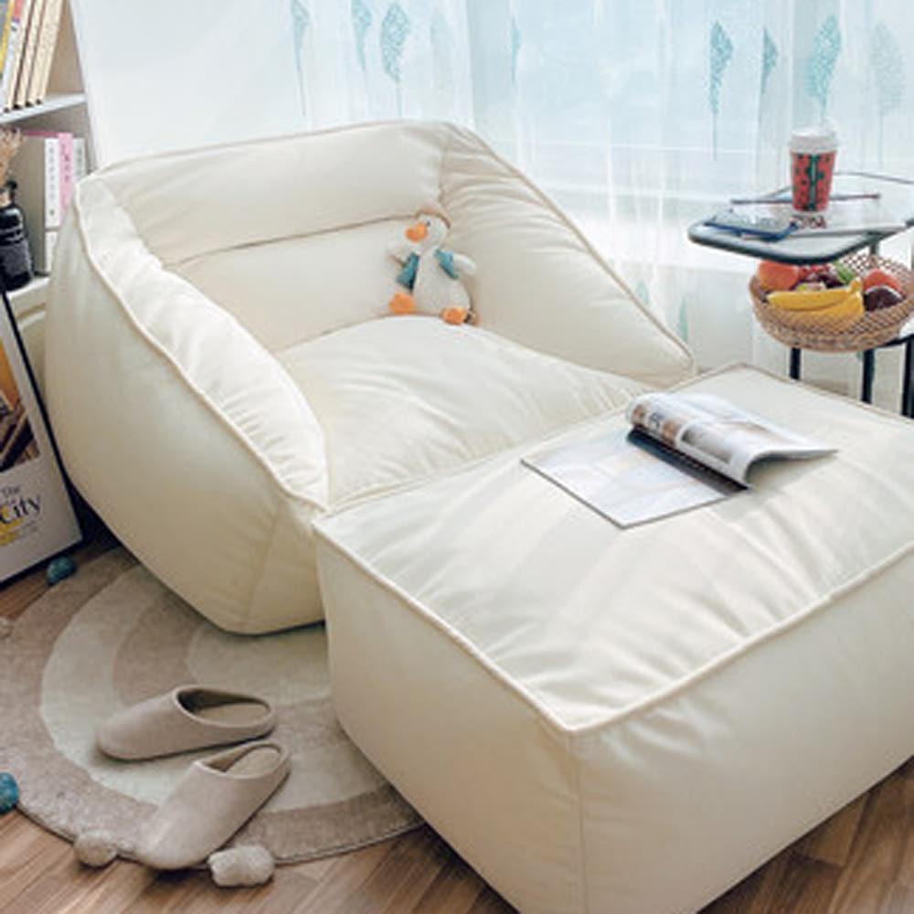 심플한 원룸 1인용 빈백 소파 무지 쿠션 푹신한 일인쇼파 콩주머니 풋스툴세트 자취방꾸미기