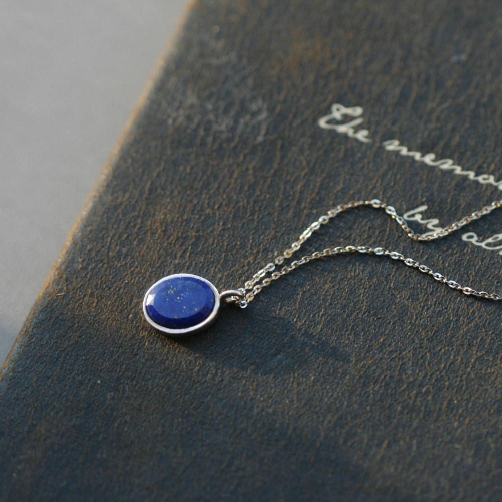 실버92.5 라피스라줄리 타원펜던트 은 목걸이