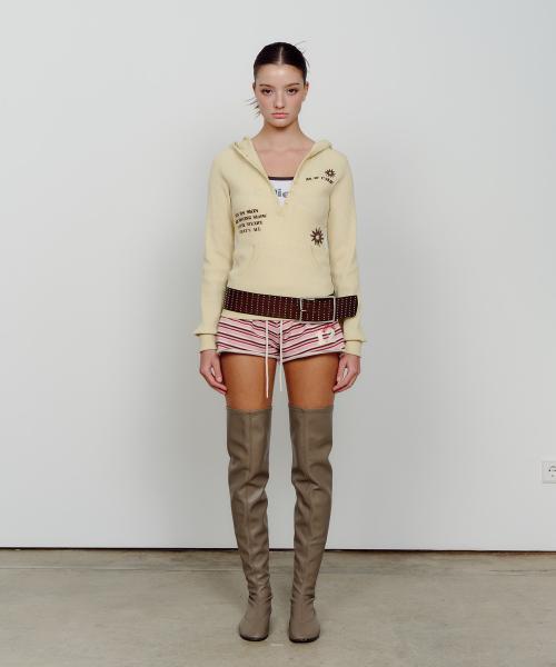 WAFFLE HOODIE BUTTON LONG SLEEVE YELLOW