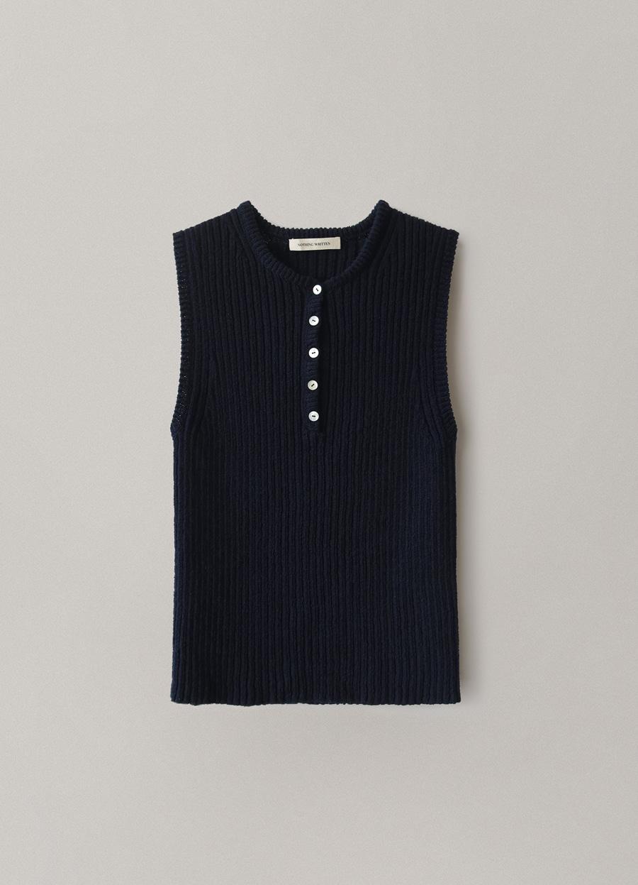 2ND / Button sleeveless knit (Dark navy)