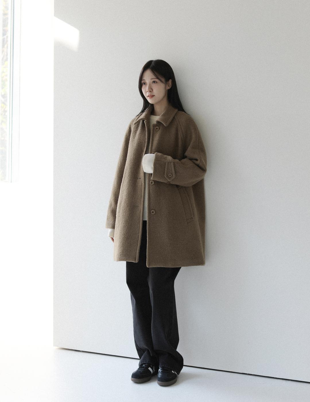 부클 패디드 하프 코트