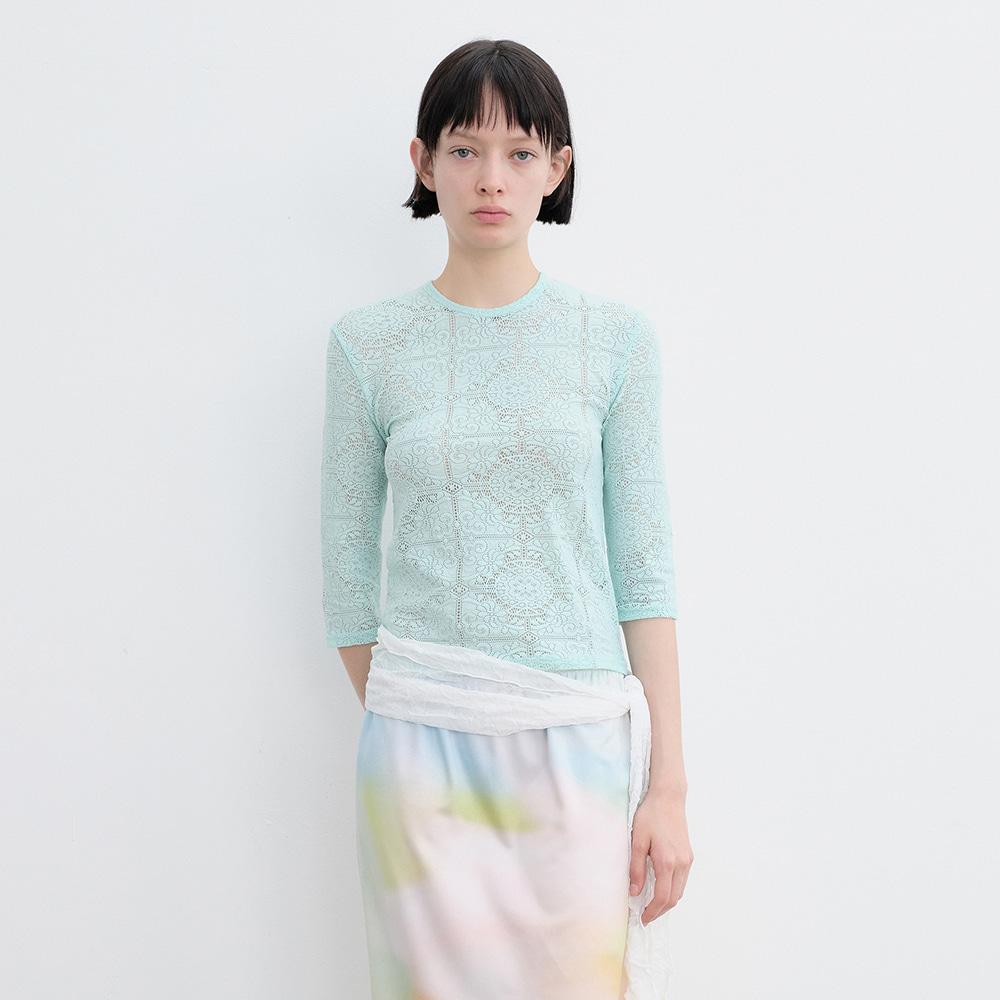 Lace 3/4 Sleeve Tee (Mint)