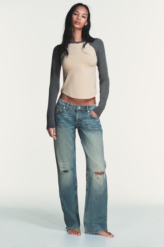 콘트라스트 래글런 티셔츠