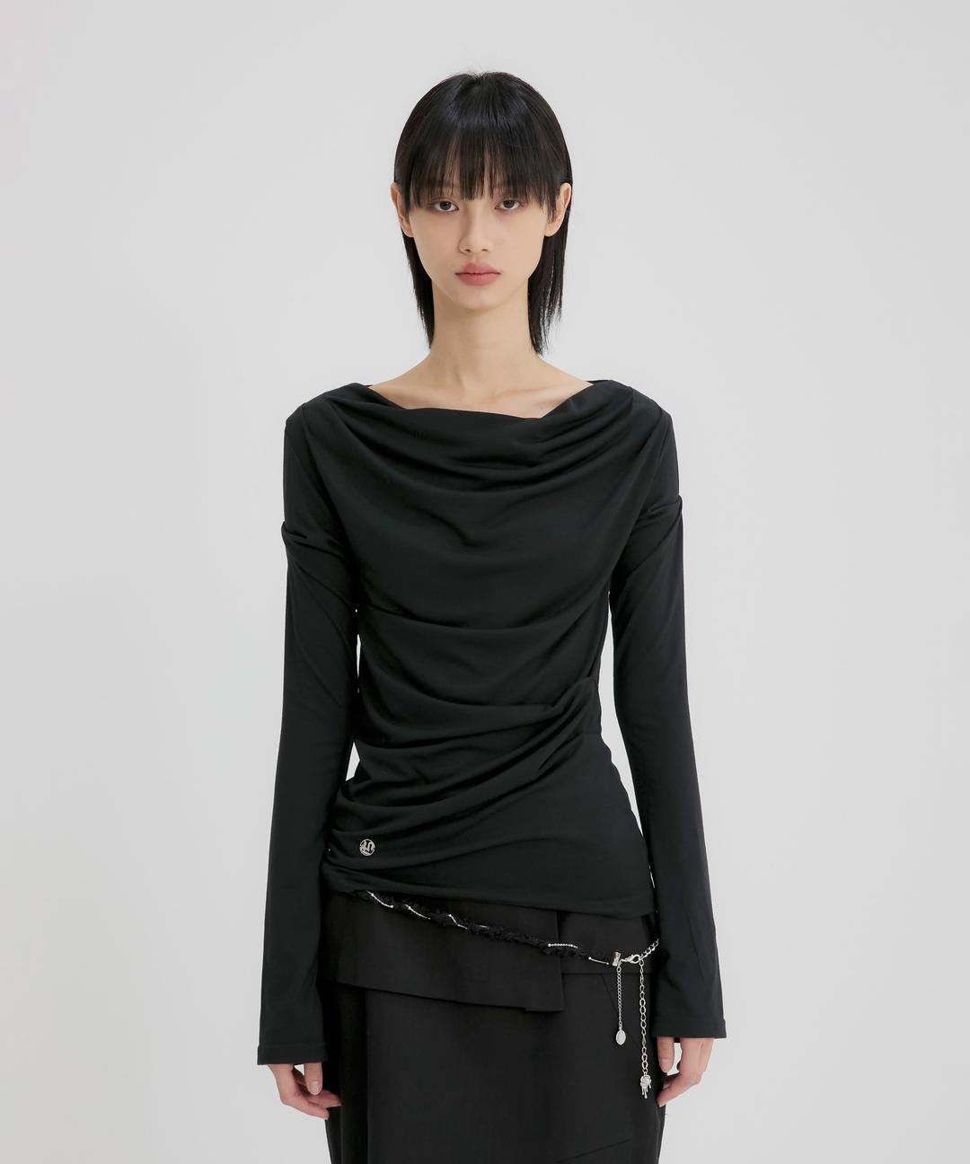 2.Drape Long Sleeve (FL-146_Black)