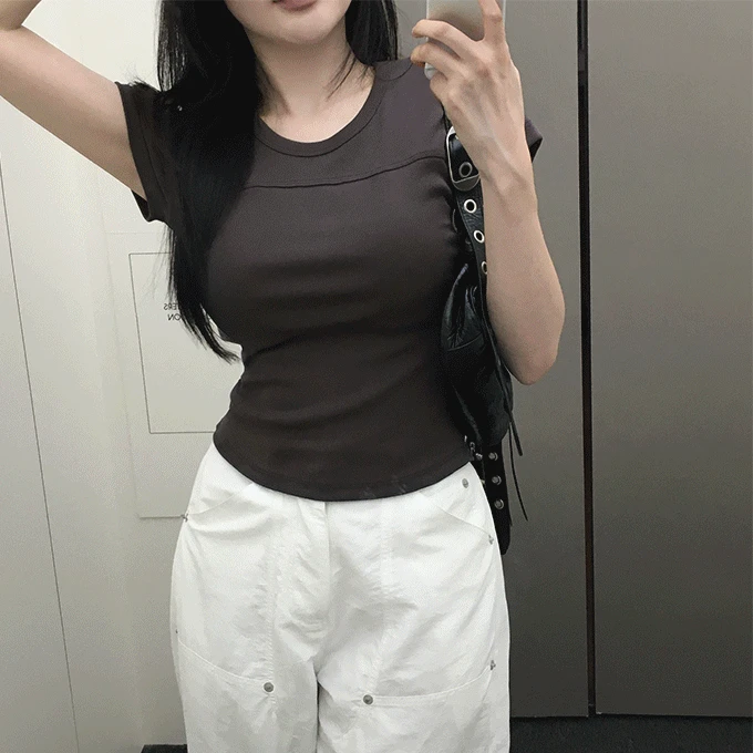 [자체제작] 노바 바이오워싱 절개 슬림 티셔츠 -6 color