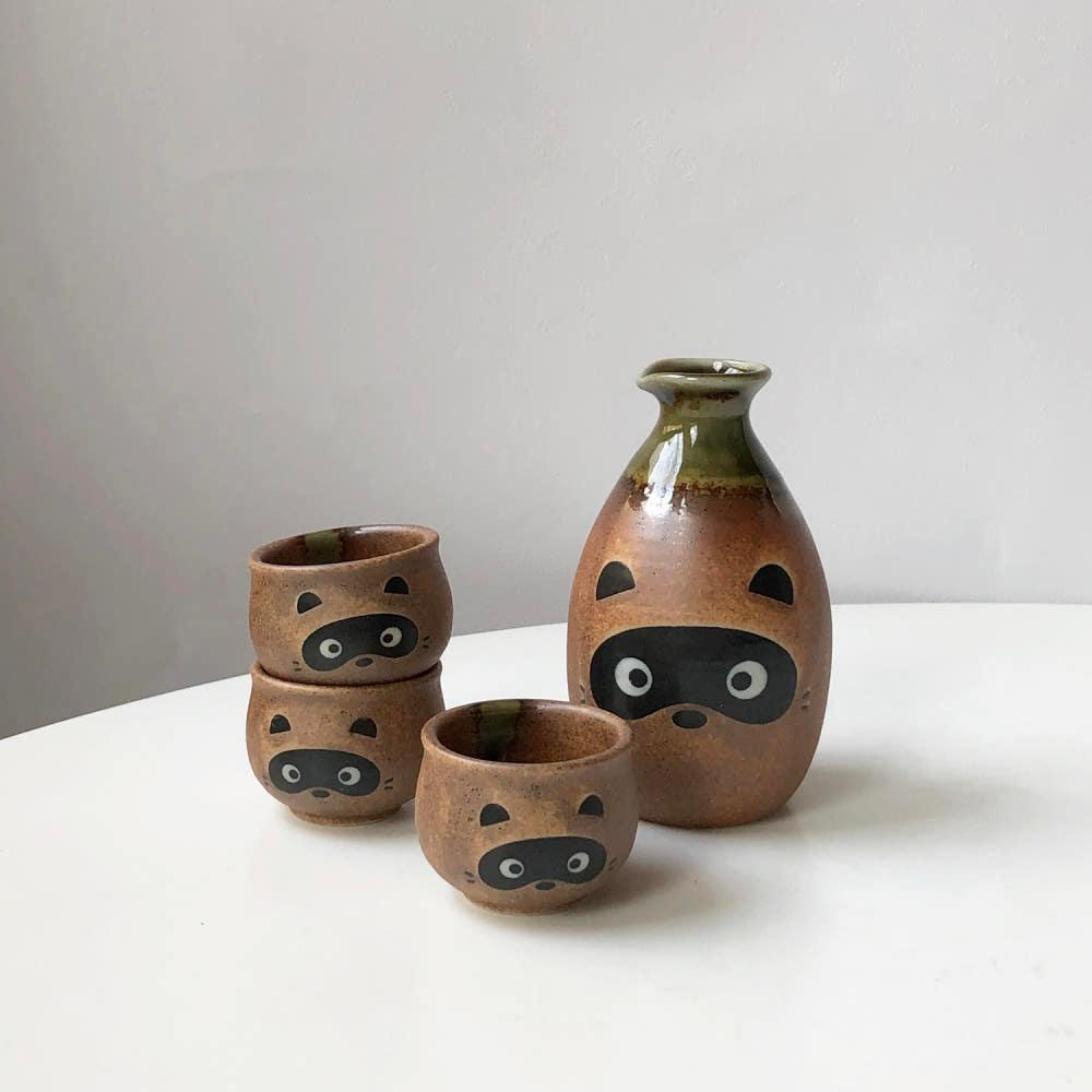 너구리 술잔 이자카야 도자기 소주잔 사케 