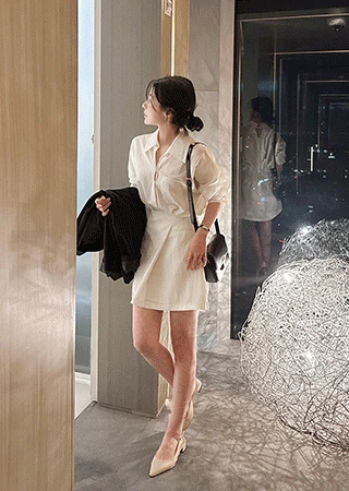 르몽드 셔츠 랩 미니 원피스