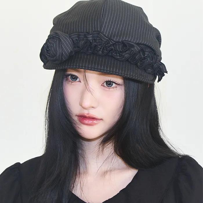 플레르 러플 헌팅캡 블랙 스트라이프