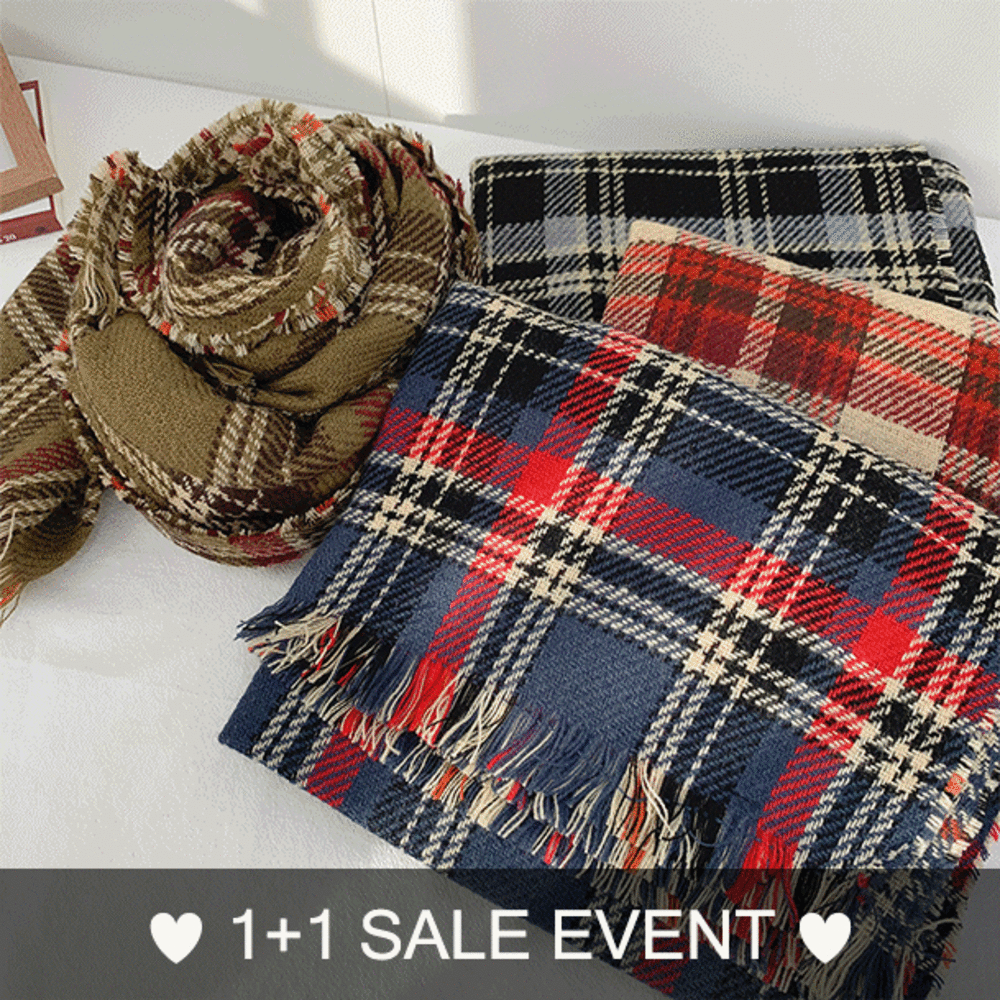 [무배/1+1할인♥] 감성 격자 체크 롱 목도리 머플러(4color)