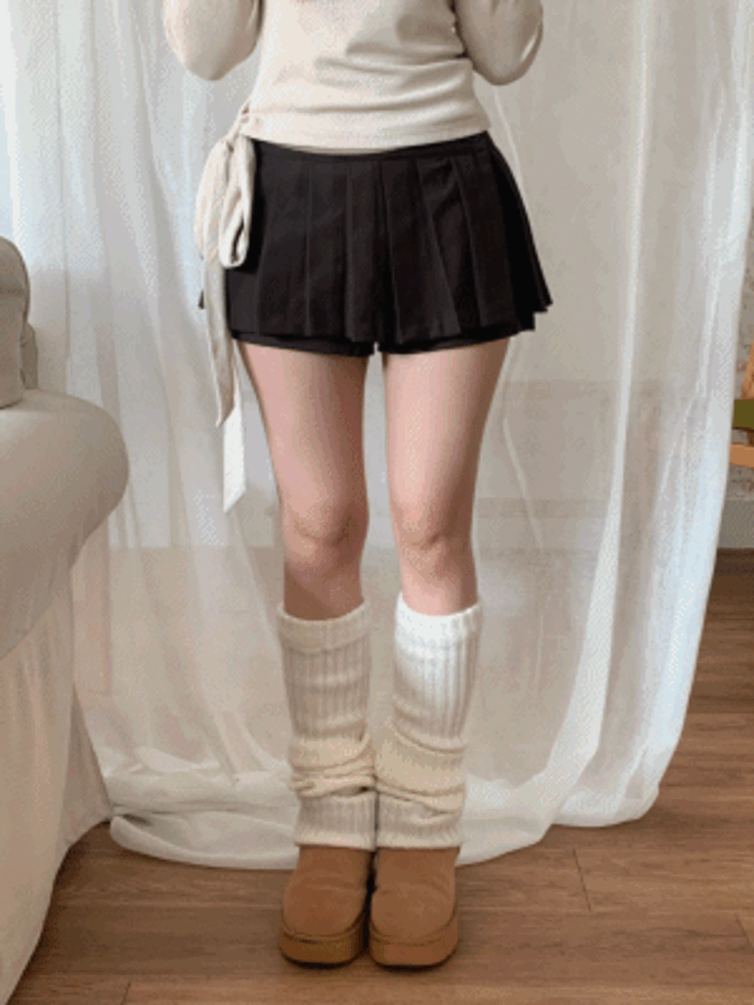 [핏보장/엉밑살커버] 테디 치마 바지 플리츠 스커트 버튼 미니스커트 큐롯팬츠 (2col)