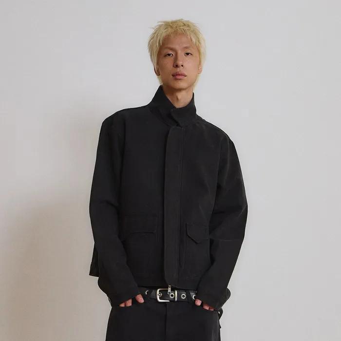 High Neck Oblique Pocket Jacket