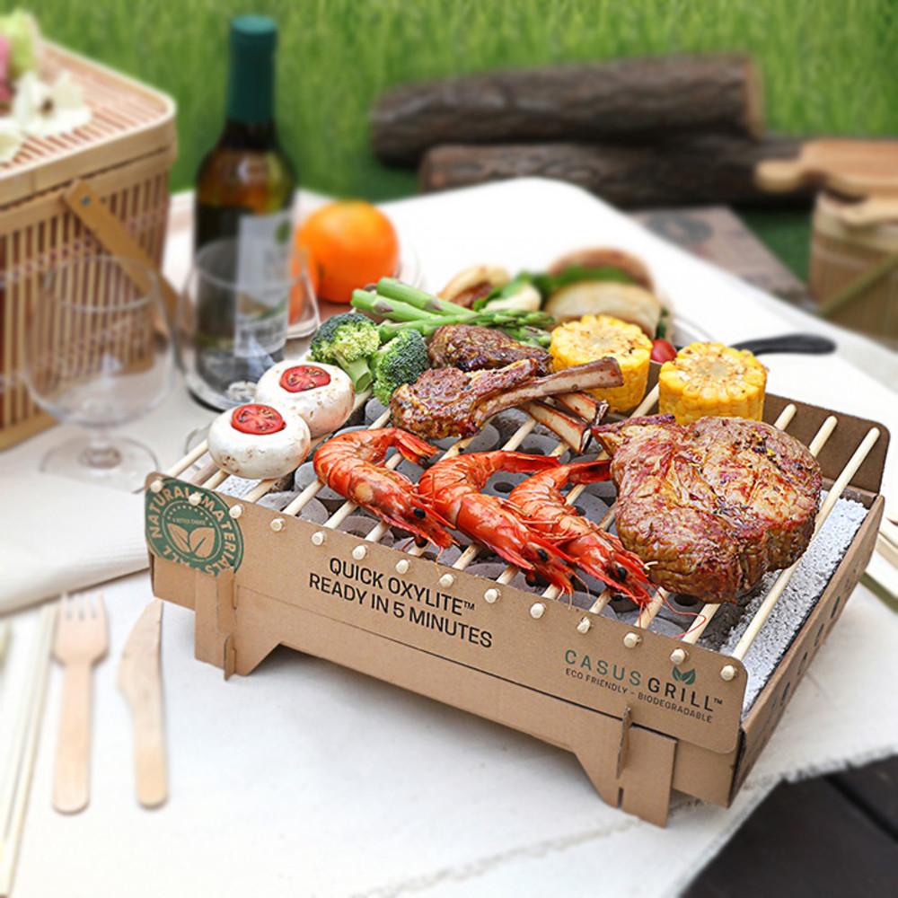 꾸버스 카서스 바베큐그릴 일회용 휴대용 캠핑 숯불 화로