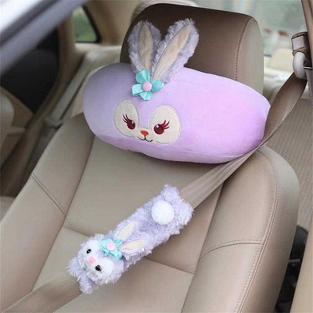 산리오 차량용 안전벨트 인형 커버 스텔라루 쉐리메이 목쿠션 자동차 목받침 머리받침대