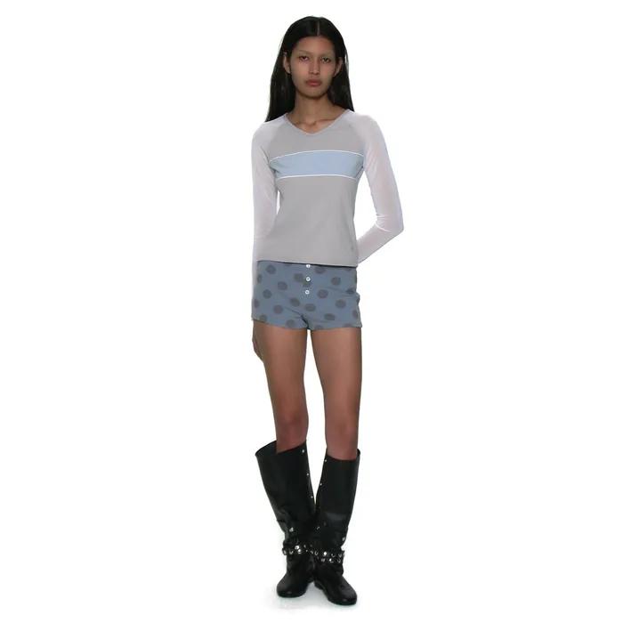 MIX DOT ALL-OVER PRINTED MICRO SHORTS_DUSTY SKY