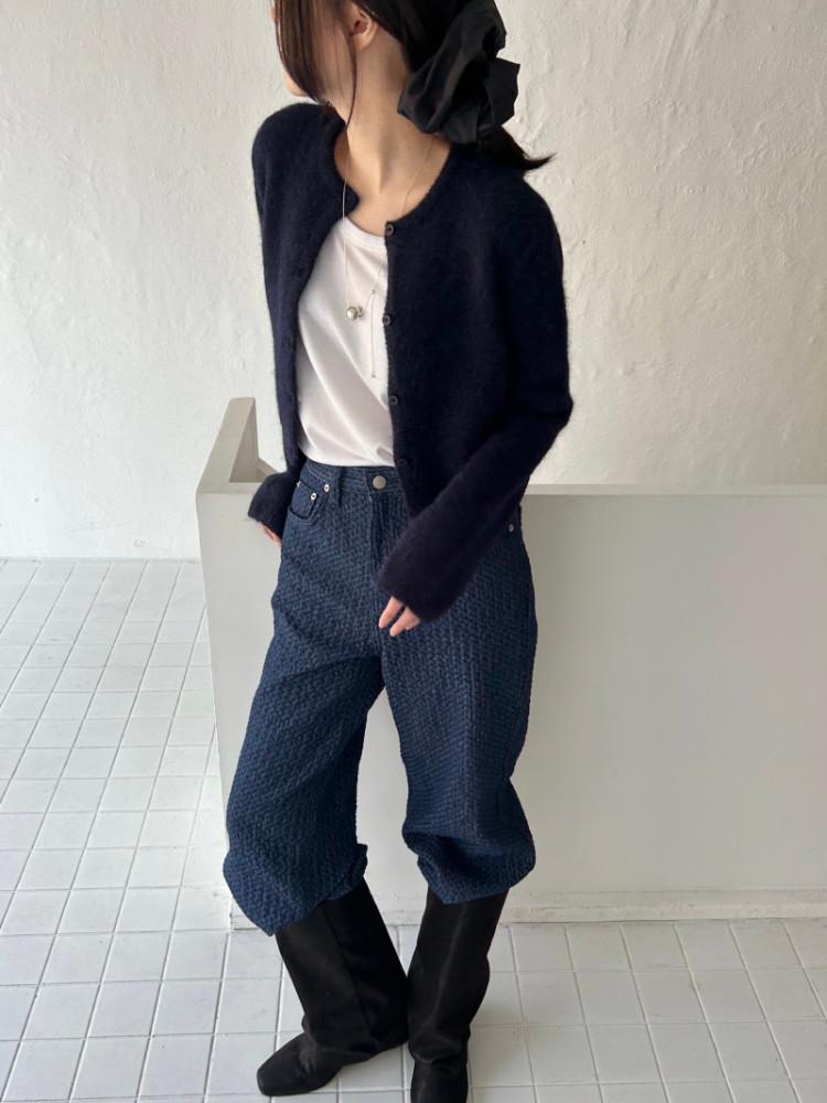 푸어샵 자카드 데님 팬츠