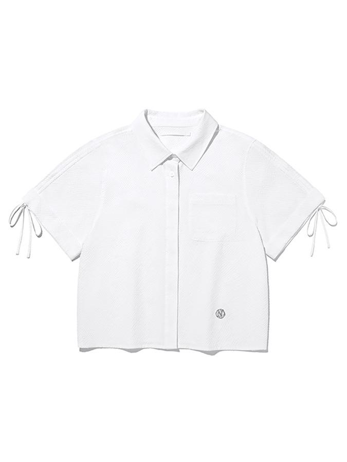 컬렉션 크롭 시어서커 숏 셔츠 [화이트]