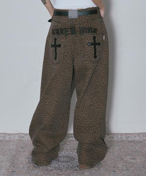BACK-CROSS DAMAGED WIDE PANTS_LEOPARD