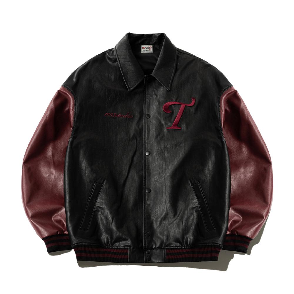 [LG트윈스] 빈티지 바시티 자켓_블랙