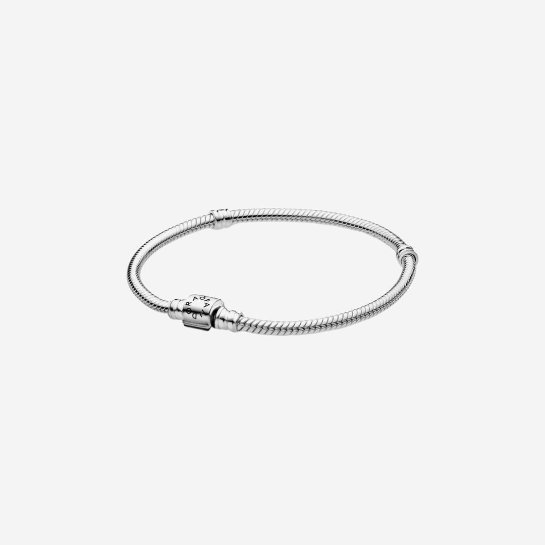 (W) Pandora Moments Barrel Clasp Snake Chain Bracelet Sterling Silver