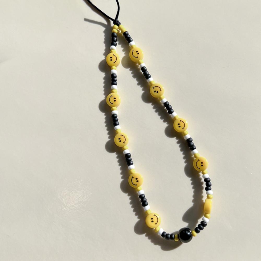 스마일 도트 폰 스트랩 핸드폰 스트랩 줄 비즈 바디 핑거스트랩 아이폰 갤럭시 스마트링