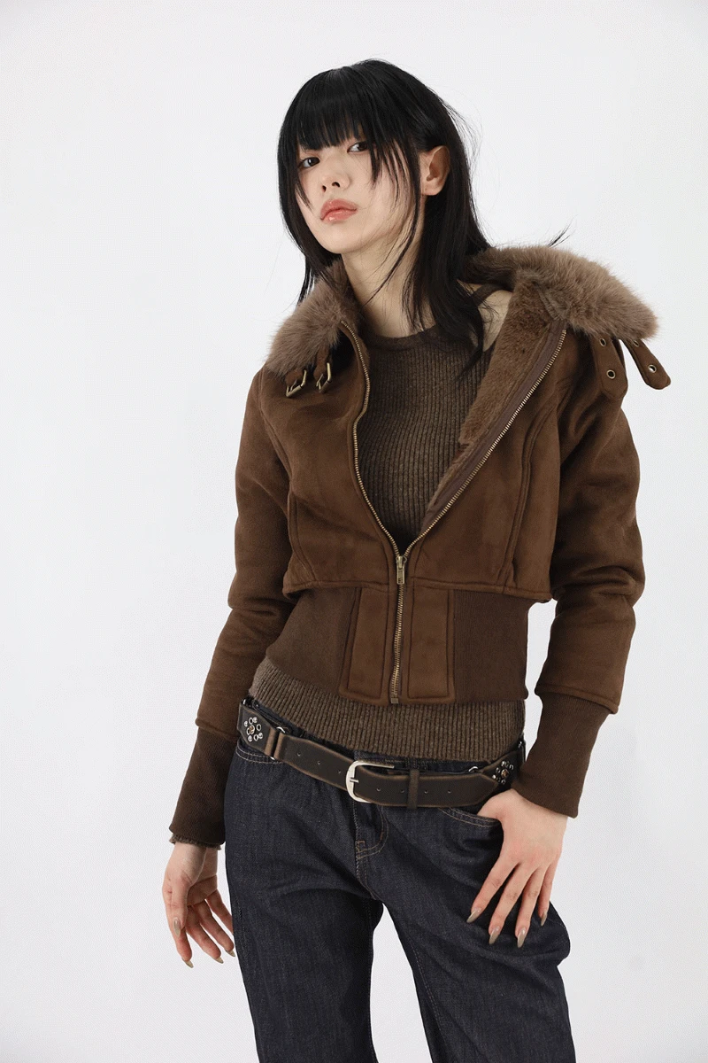 안감 퍼 라이드 숏 자켓