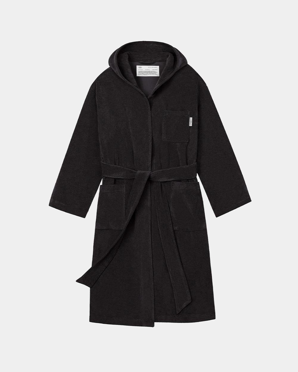 HOODED COMFY TERRY ROBE_CHARCOAL
