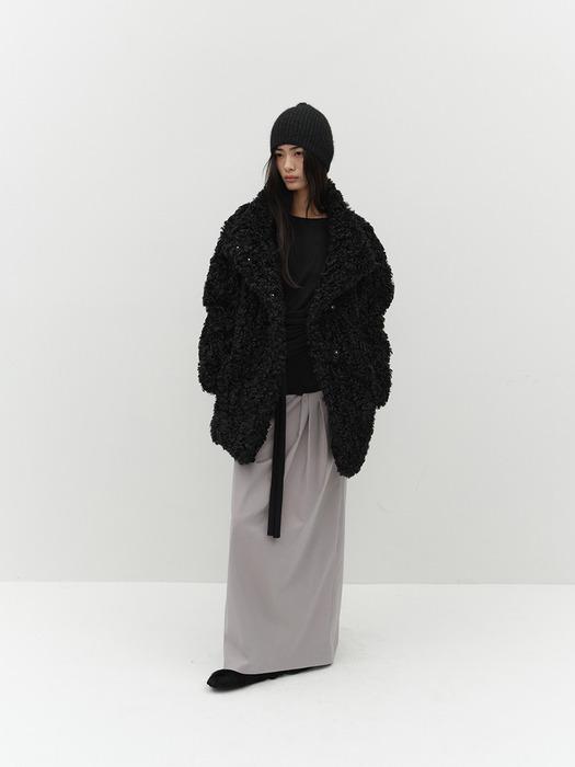 CURLY FUR COAT [BLACK]