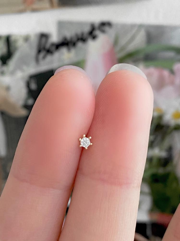 10K 6발 큐빅 피어싱 귀걸이 초미니 2mm 미니