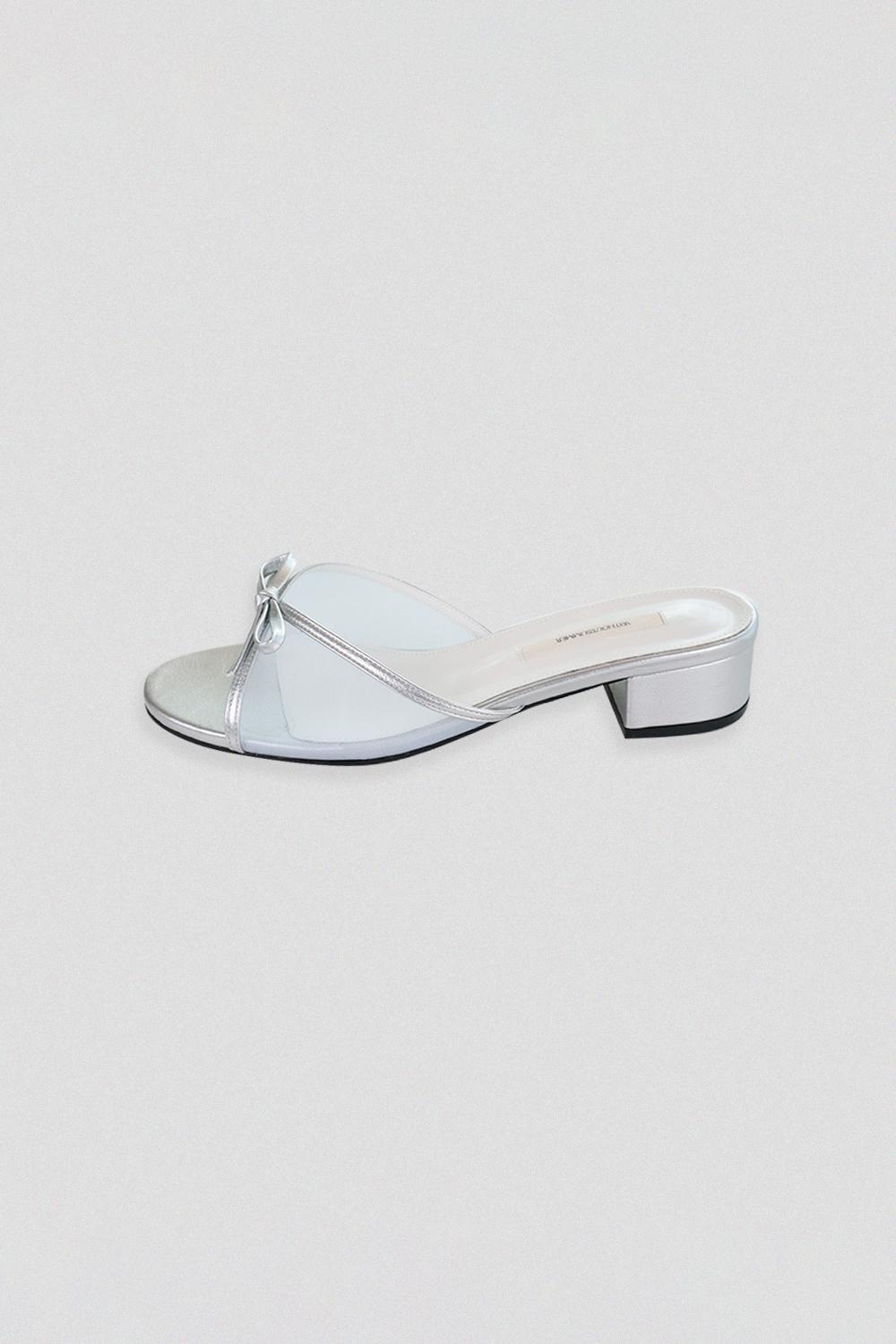Ribbon mesh mule_silver