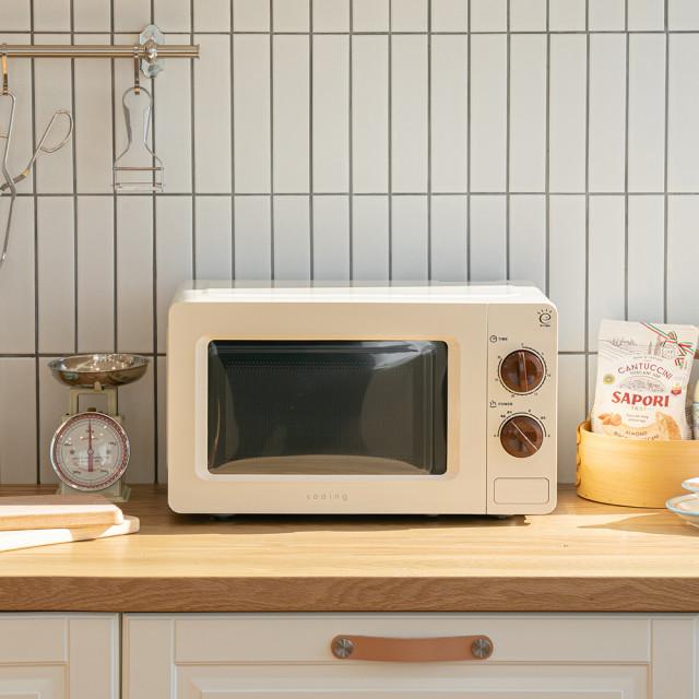 쿠잉 다이얼식 레트로 전자레인지 20L MC-CBM01 미니 소형 원룸