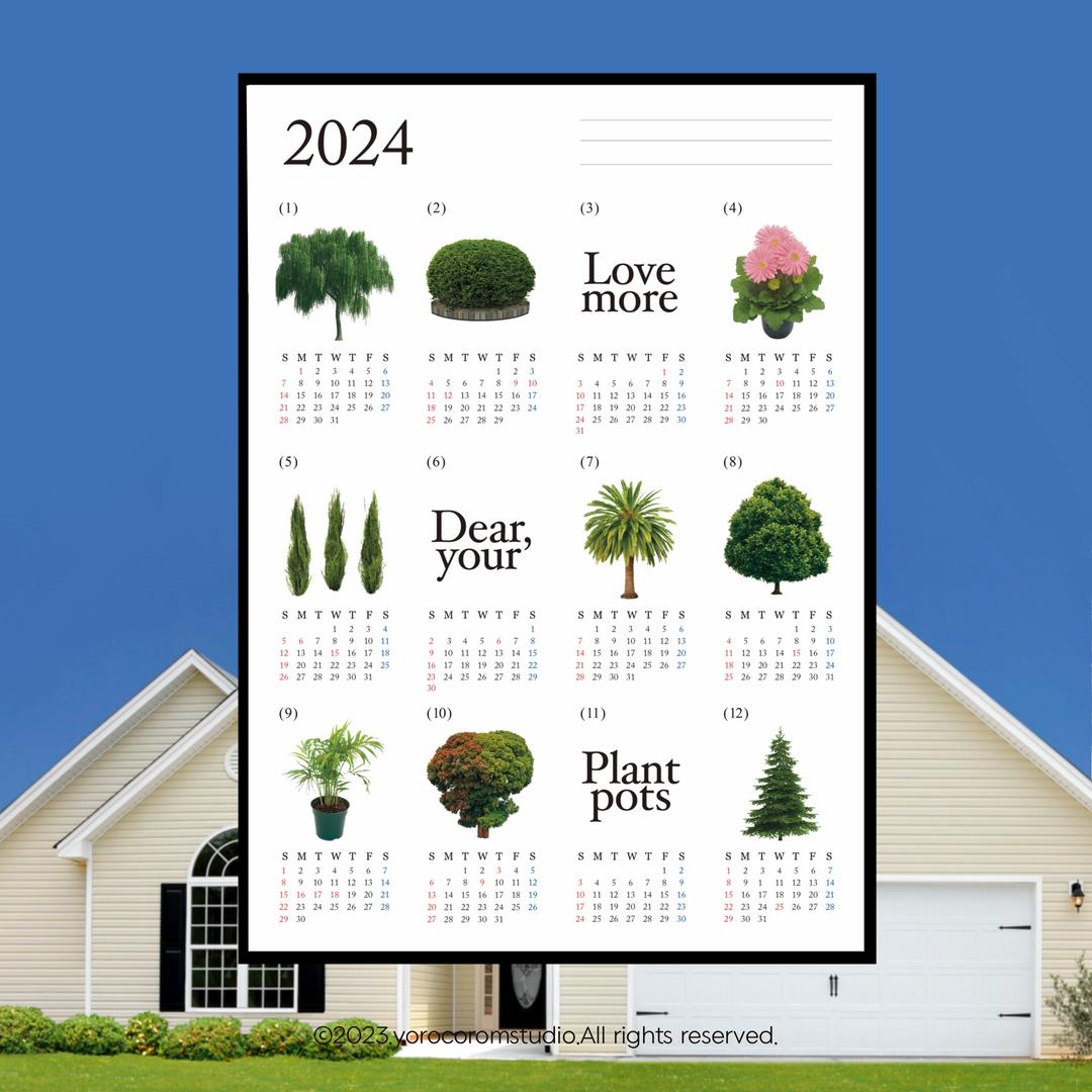 식물 달력 포스터 오브제 연력 낱장달력 빈티지 오브제 2024Plant