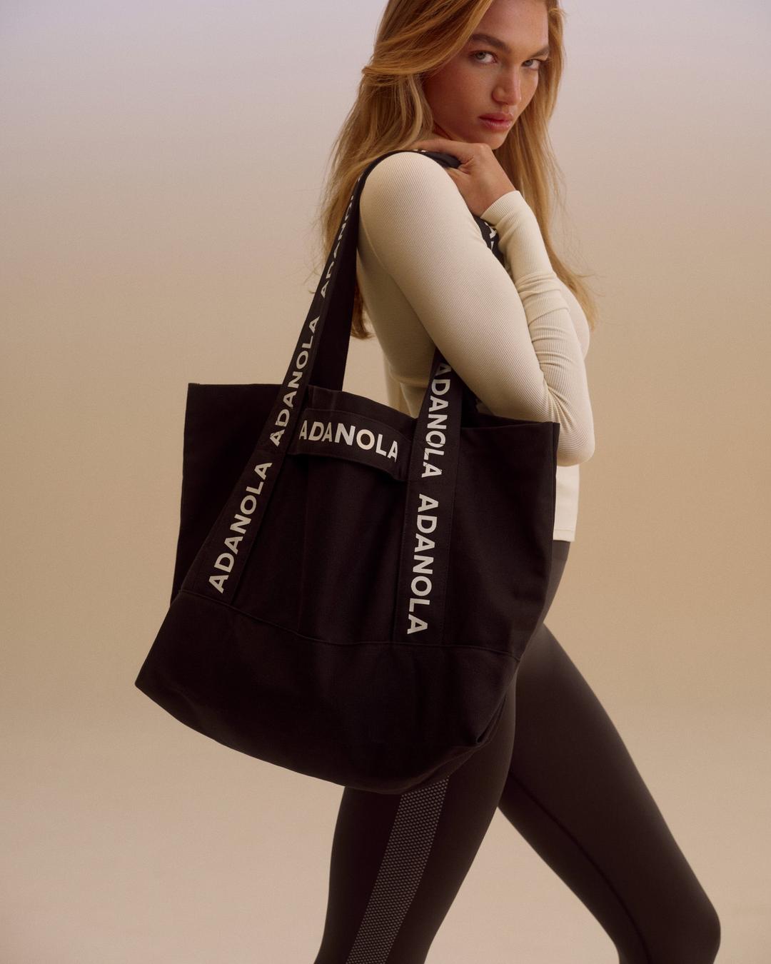 Branded Strap Tote Bag - Coffee Bean/Cream - One Size