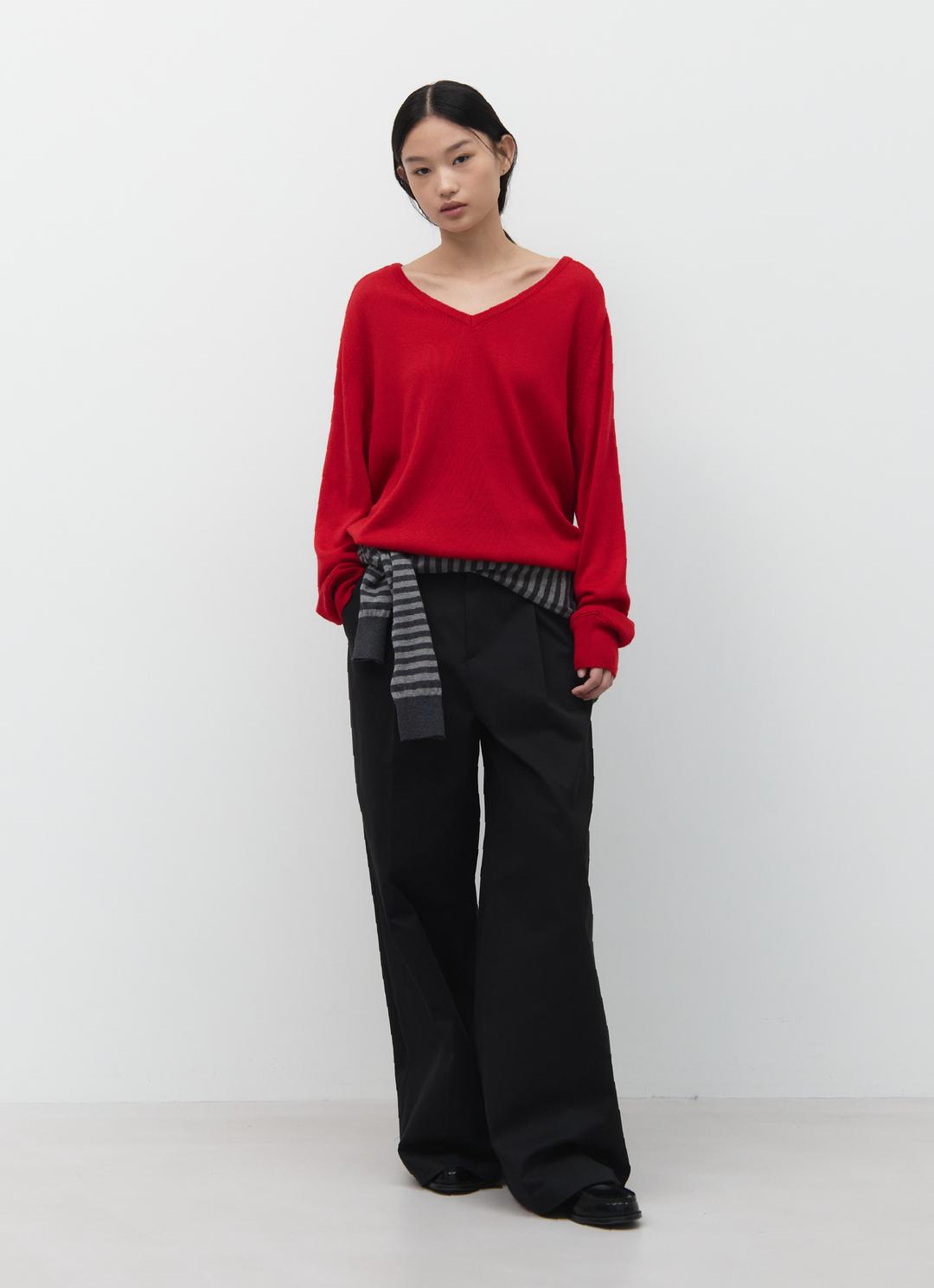 26SS LOOSE V-NECK KNIT / RED