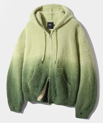 2WAY ESSENTIAL GRADATION HAIRY HOODED ZIP-UP_GREEN