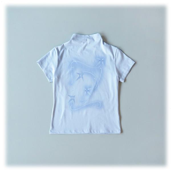 FLOWER VINE MOCKNECK T-SHIRT (SKY BLUE)