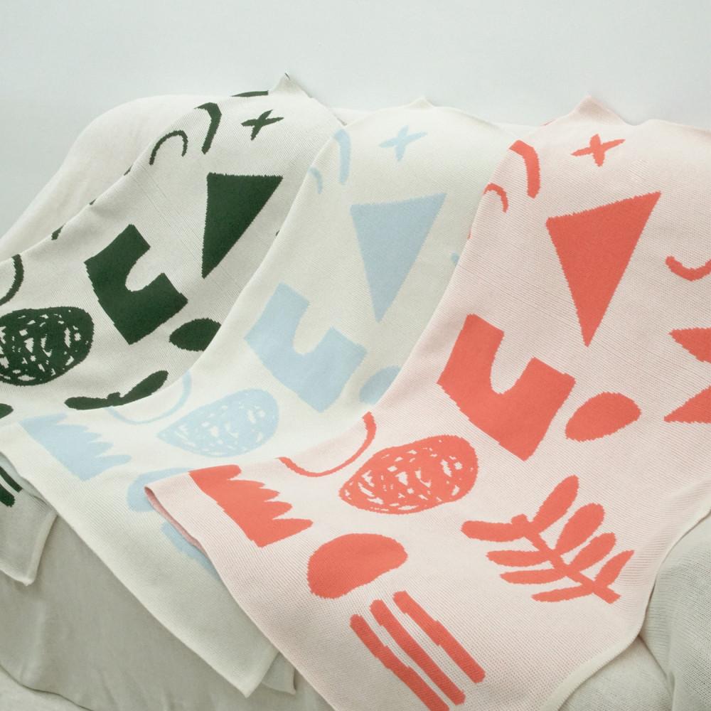 베르데 드로잉 블랭킷 레터링 캠핑 러그 소파 커버 차박 피크닉 담요 니트 2color