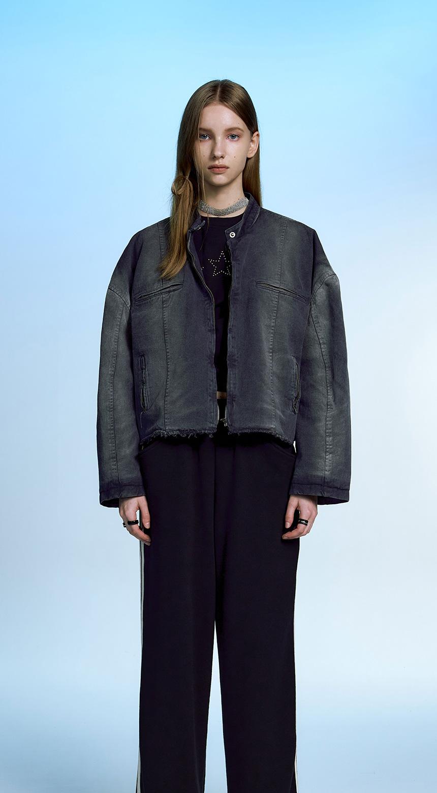 BIKER DYED COTTON JACKET