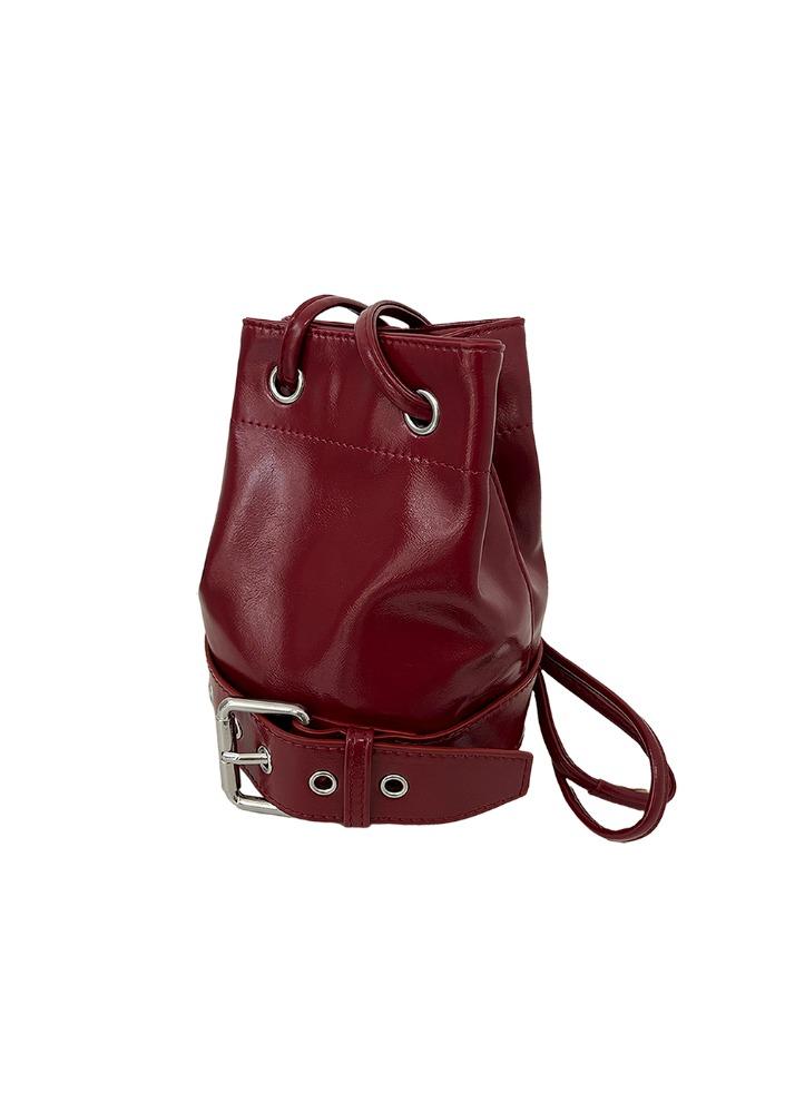 no.256 red cylinder mini bucket bag