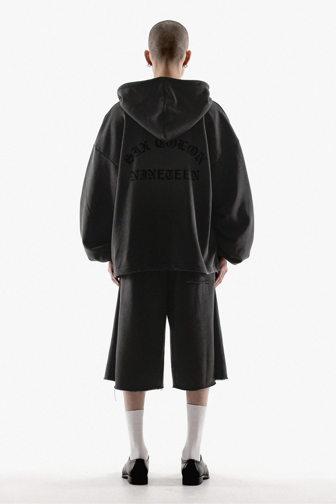 ARCH SCN STRING MID LENGTH HOODED ZIP UP - PIGMENT BLACK